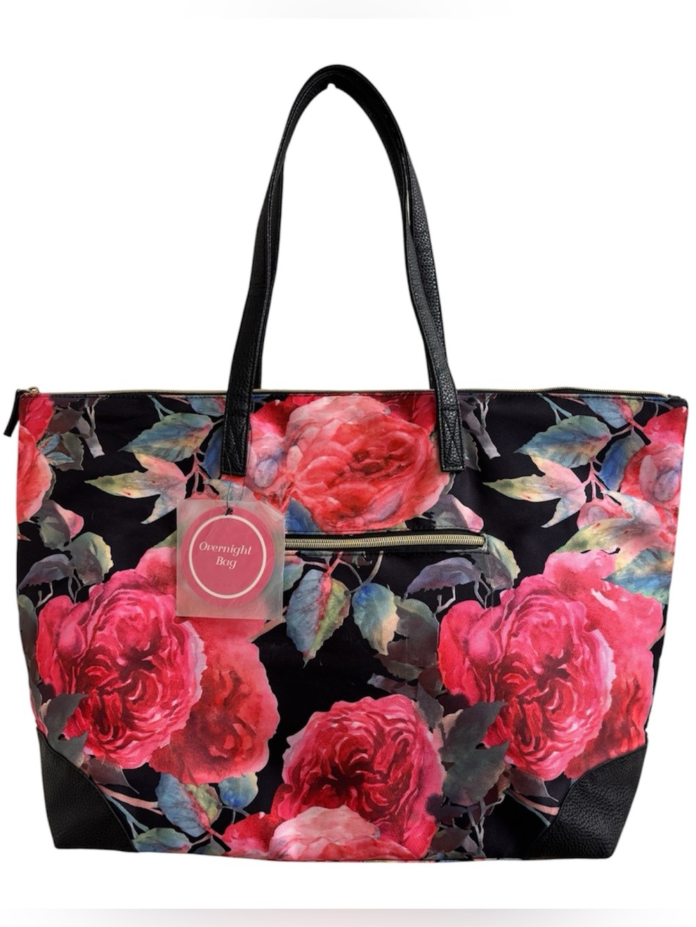 Overnight tote with rose print